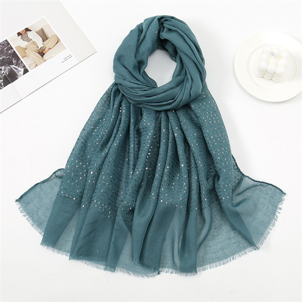 New sequins plain spring and autumn ladies headscarf hairy hair edge cotton linen feel scarf shawl wholesale