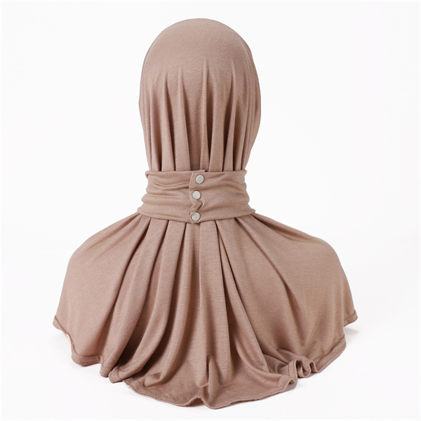 New lace up buttons to adjust high elasticity solid color bottomed hat ethnic hat neck scarf
