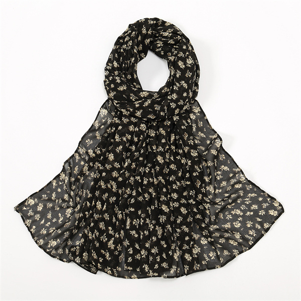 New printed pearl chiffon long scarf spring and summer small broken flowers ladies headscarf scarf