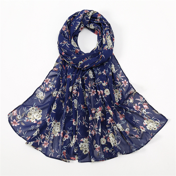 New printed pearl chiffon long scarf spring and summer small broken flowers ladies headscarf scarf