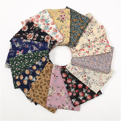 New printed pearl chiffon long scarf spring and summer small broken flowers ladies headscarf scarf