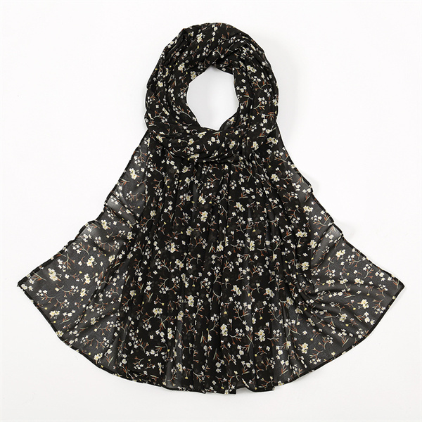 New printed pearl chiffon long scarf spring and summer small broken flowers ladies headscarf scarf