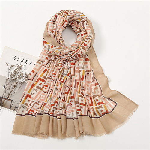 New geometric print thin scarf womens cotton linen feel fashion sun protection shawl wholesale