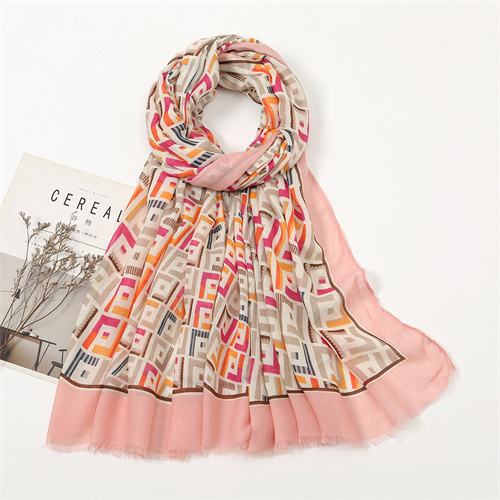 New geometric print thin scarf womens cotton linen feel fashion sun protection shawl wholesale