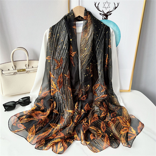 2023 new print yorou yarn travel sunscreen beach scarf headscarf fashion foreign style simulation silk scarf woman