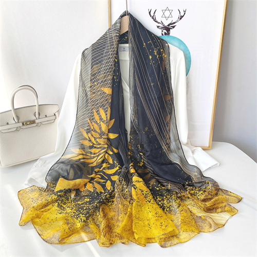 2023 new print yorou yarn travel sunscreen beach scarf headscarf fashion foreign style simulation silk scarf woman