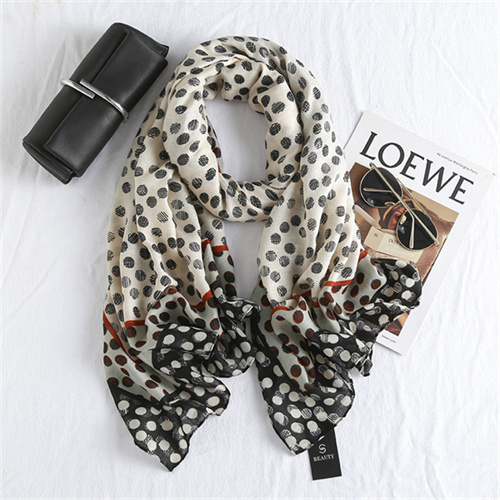 New polka dot print cotton linen scarf fashion temperament celebrity decorative shawl outdoor warm neck wholesale