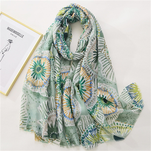 Coral hot stamping print trend versatile large gauze scarf cotton linen hand feel silk scarf travel shawl beach towel