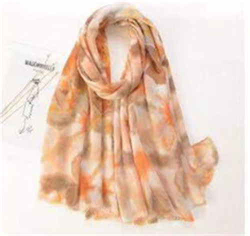 Spring and autumn fireworks color rendering sunscreen shawl raw edge soft thin silk scarf long scarf ladies