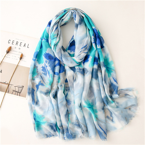 Spring and autumn fireworks color rendering sunscreen shawl raw edge soft thin silk scarf long scarf ladies