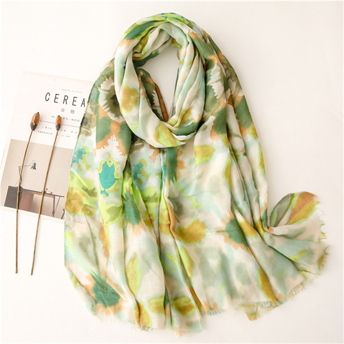 Spring and autumn fireworks color rendering sunscreen shawl raw edge soft thin silk scarf long scarf ladies