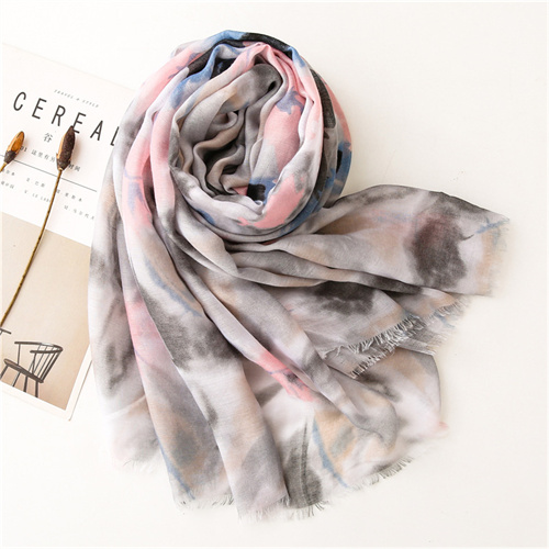 Spring and autumn fireworks color rendering sunscreen shawl raw edge soft thin silk scarf long scarf ladies