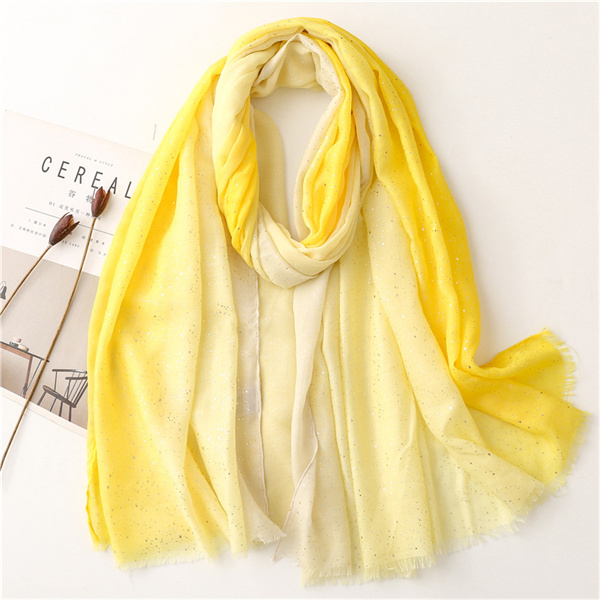 Korean version solid color gradient gauze scarf cotton linen hand feel silk scarf travel sunscreen shawl beach towel