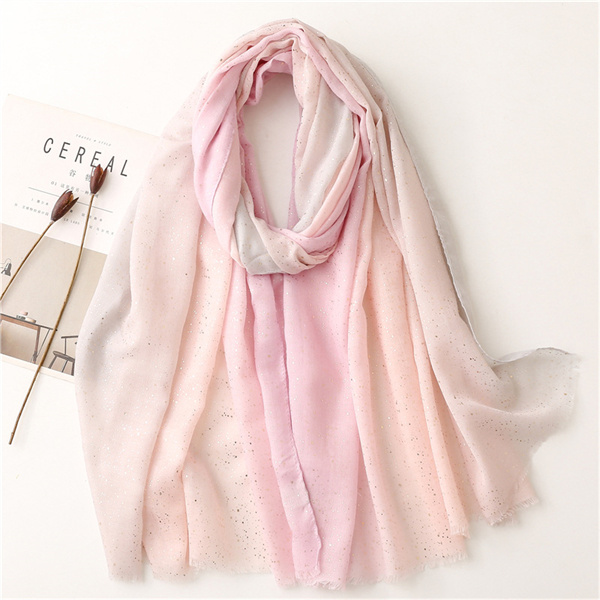 Korean version solid color gradient gauze scarf cotton linen hand feel silk scarf travel sunscreen shawl beach towel