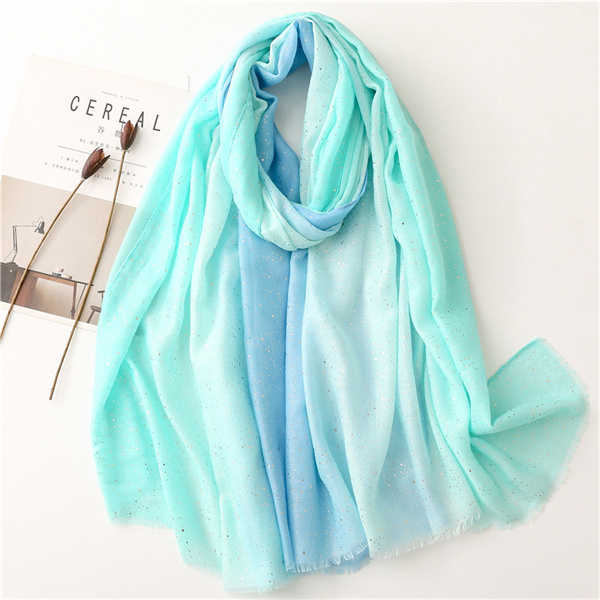 Korean version solid color gradient gauze scarf cotton linen hand feel silk scarf travel sunscreen shawl beach towel