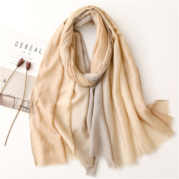 Korean version solid color gradient gauze scarf cotton linen hand feel silk scarf travel sunscreen shawl beach towel