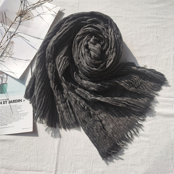 New dirty dyed pleated solid color scarf mens scarf womens shawl wholesale