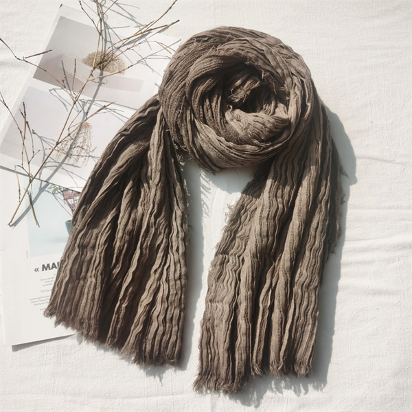 New dirty dyed pleated solid color scarf mens scarf womens shawl wholesale