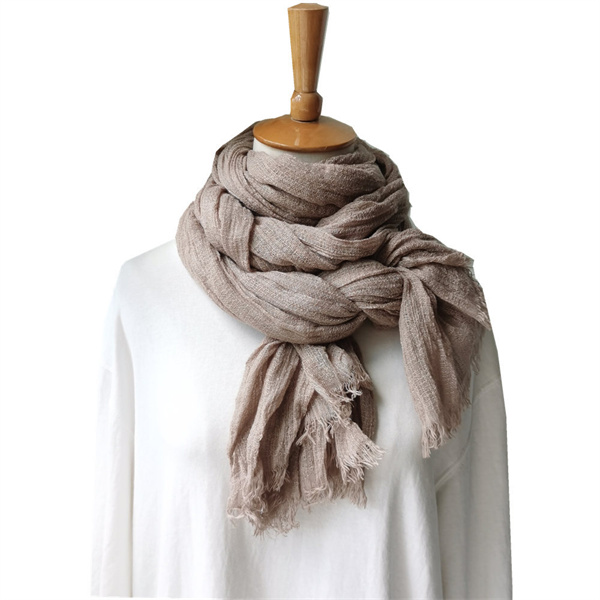 Cotton and linen scarf womens literature and art openwork solid color scarf soft air conditioning shawl wholesale