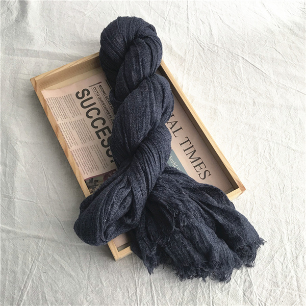 Cotton and linen scarf womens literature and art openwork solid color scarf soft air conditioning shawl wholesale