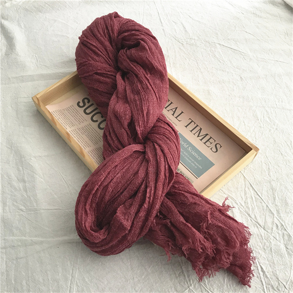 Cotton and linen scarf womens literature and art openwork solid color scarf soft air conditioning shawl wholesale
