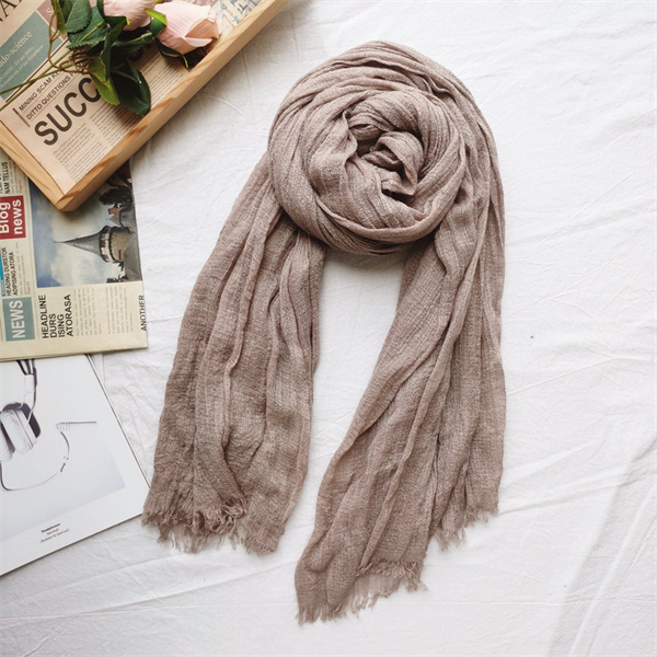 Cotton and linen scarf womens literature and art openwork solid color scarf soft air conditioning shawl wholesale