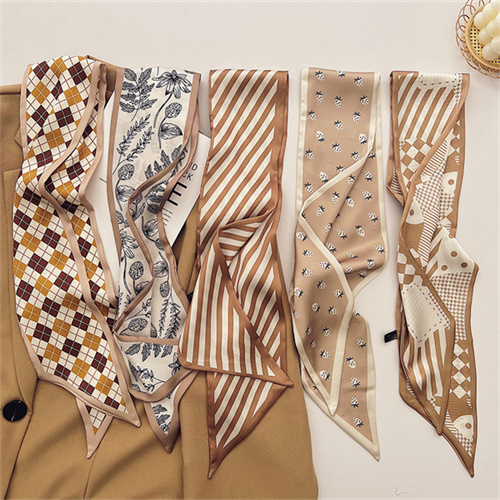New beveled little silk scarf womens white tie bag narrow hair collar scarf streamer scarf
