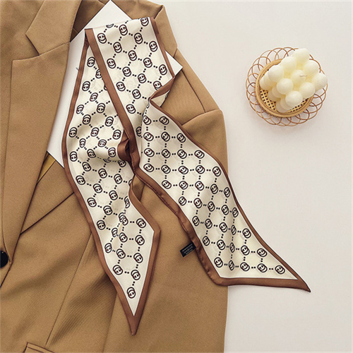New beveled little silk scarf womens white tie bag narrow hair collar scarf streamer scarf