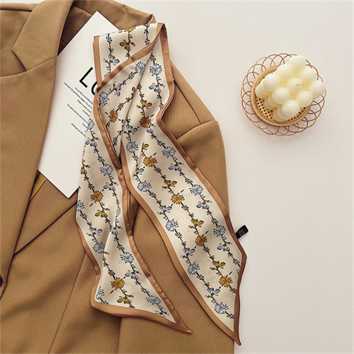 New beveled little silk scarf womens white tie bag narrow hair collar scarf streamer scarf