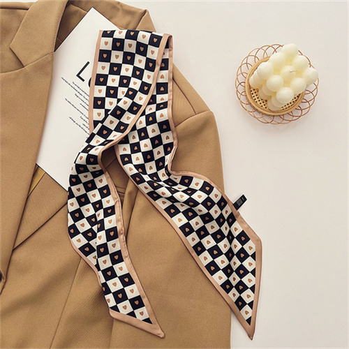 New beveled little silk scarf womens white tie bag narrow hair collar scarf streamer scarf
