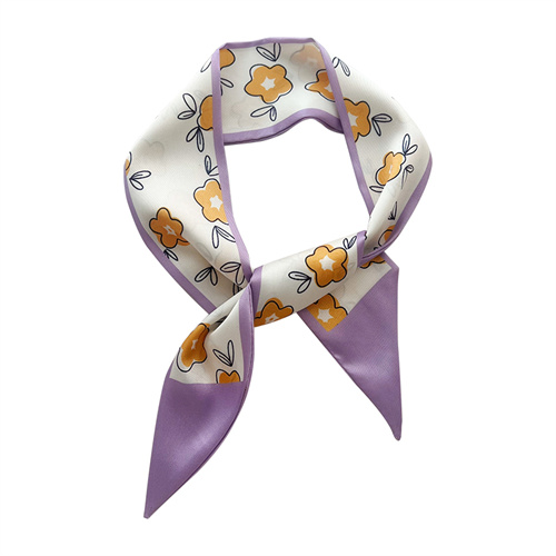 Summer double sided printed small silk scarf hairband dual purpose streamer tie bag tied hair scarf