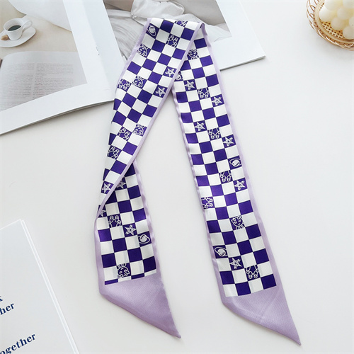 Summer double sided printed small silk scarf hairband dual purpose streamer tie bag tied hair scarf