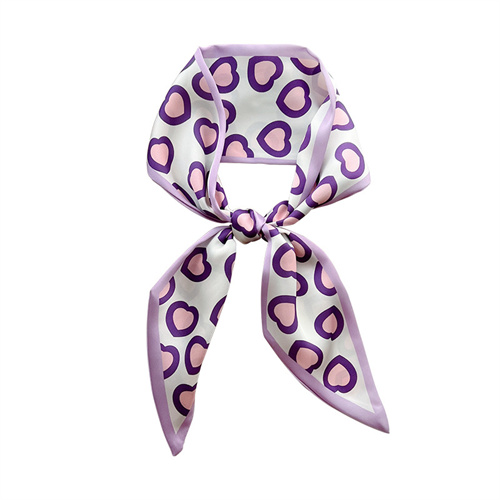 Purple small silk scarf long strip small scarf tied bag bag bow tied hairband woman