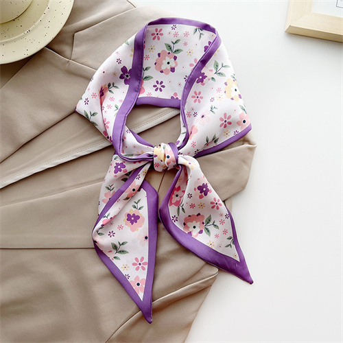 Purple small silk scarf long strip small scarf tied bag bag bow tied hairband woman