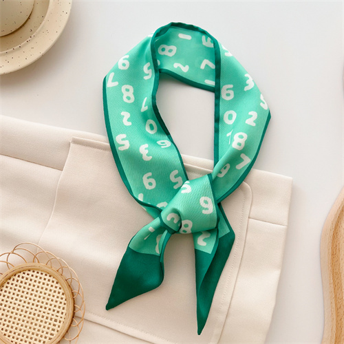 Small fresh green silk scarf hairband small long strip womens thin tie bag decorative scarf