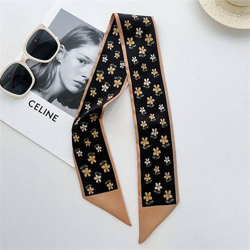 Black small fragrant wind small silk scarf womens imitation silk scarf wholesale