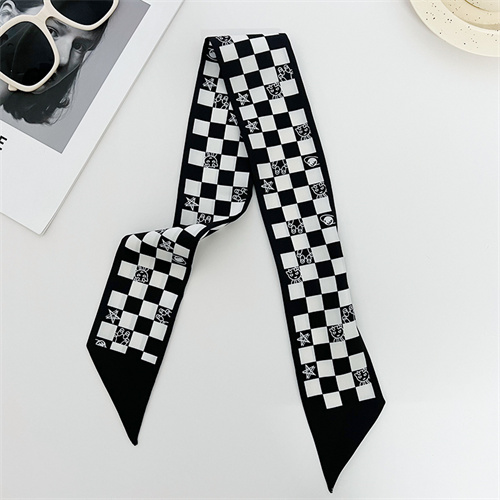 Black small fragrant wind small silk scarf womens imitation silk scarf wholesale