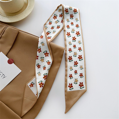 Khaki nude tie hairband scarf print Japanese scarf streamer tie bag embellished suit scarf