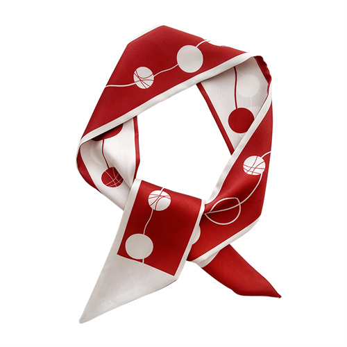 Red double sided small silk scarf womens print decorative tie bag imitation silk streamer long scarf