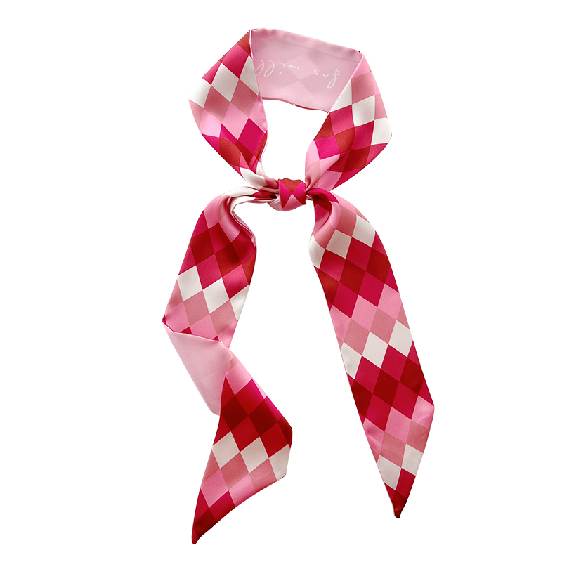 Berry powder French small silk scarf tied hair tied hair long thin scarf womens spring and summer