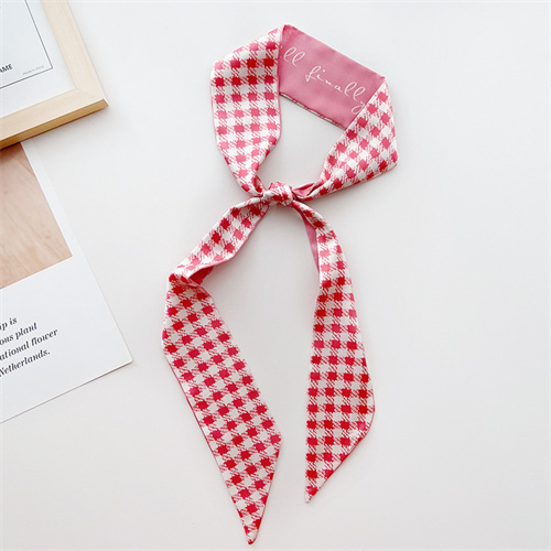 Berry powder French small silk scarf tied hair tied hair long thin scarf womens spring and summer