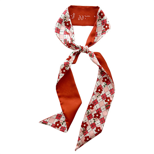 White tomato red small silk scarf womens hairband decorative tie bag imitation silk long scarf