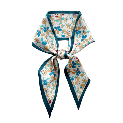 Korean version of small floral silk scarf womens long streamer hairband decorative scarf