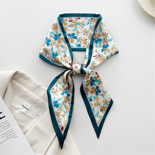 Korean version of small floral silk scarf womens long streamer hairband decorative scarf