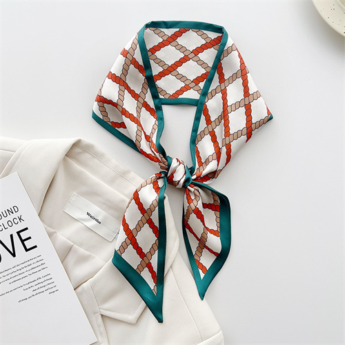 Korean version of small floral silk scarf womens long streamer hairband decorative scarf