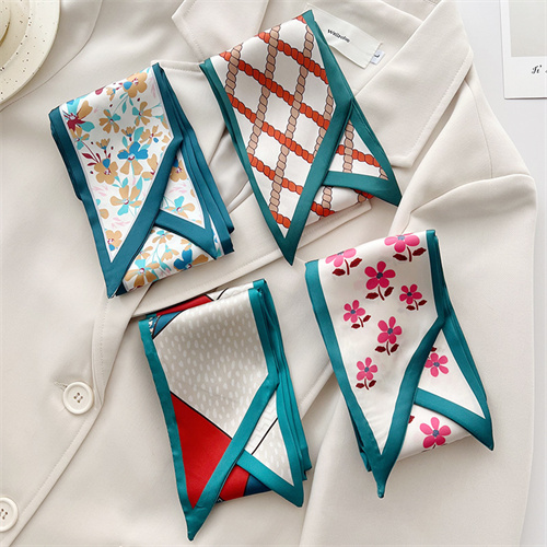 Korean version of small floral silk scarf womens long streamer hairband decorative scarf