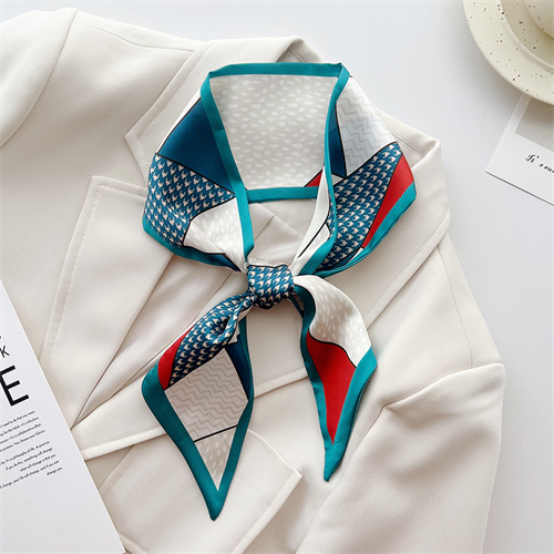 Korean version of small floral silk scarf womens long streamer hairband decorative scarf