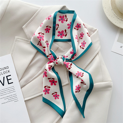 Korean version of small floral silk scarf womens long streamer hairband decorative scarf