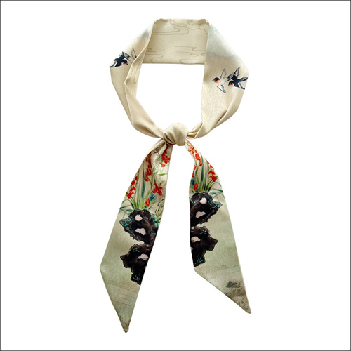Slim long strips of small silk scarves womens vintage versatile tie bag decorated scarf