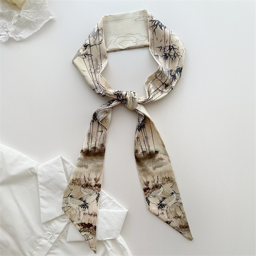 Slim long strips of small silk scarves womens vintage versatile tie bag decorated scarf
